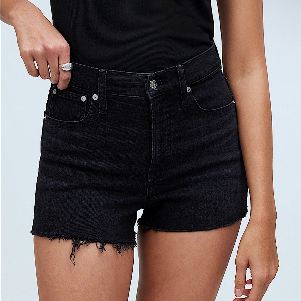 Madewell The Perfect Vintage Jean Short Black High Rise Denim Shorts Siz…